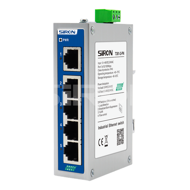 SiRON T381-2-PN Неуправувани 5 порти Profinet протокол Високопрецизен индустриски прекинувач